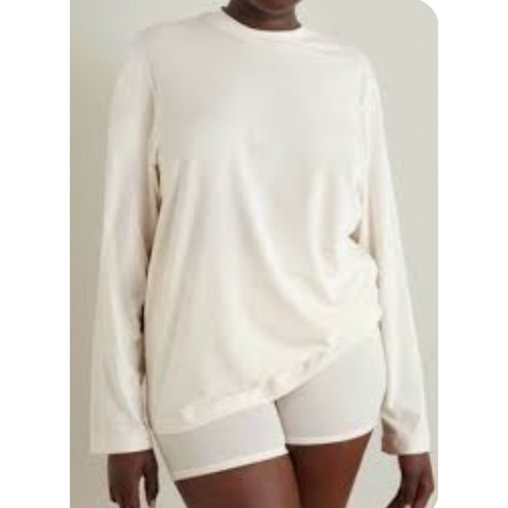 SKIMS Cotton Jersey Boyfriend Long Sleeve T-Shirt Bone Off-White 2X Loungewear